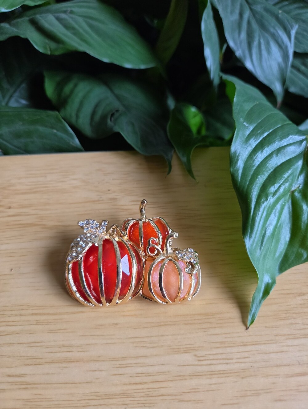 Gold Tone Pumpkin Patch Brooch
